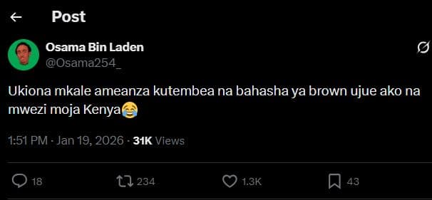 Post osama bin laden osama254 ukiona mkale ameanza kutembea na bahasha ya brown