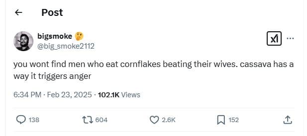 Post bigsmoke big_smoke2112 you wont find men who eat cornflakes beating their w