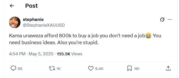 Post stephanie stephaniexauusd kama unaweza afford 8ook to buy a job you don't n