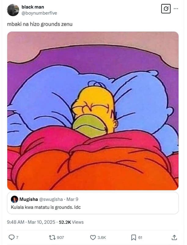 Black man boynumberfive mbaki na hizo grounds zenu mugisha swugisha mar 9 kulala