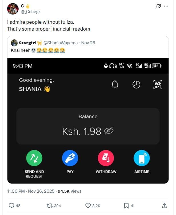 _cchegz admire people without fuliza _ that's some proper financial freedom star