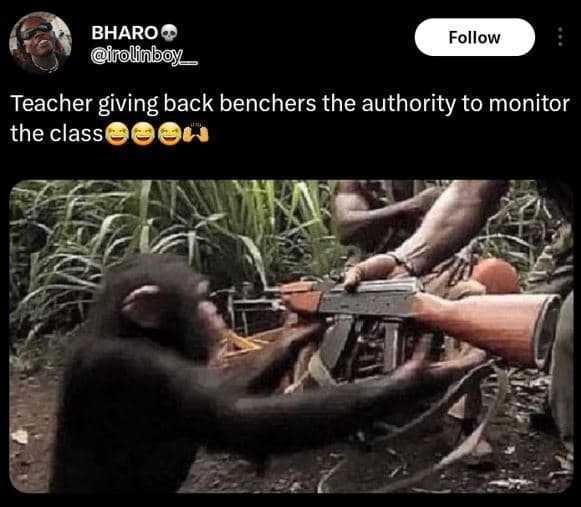 Bharo rolfnboy _ follow teacher giving back benchers the authority to monitor th