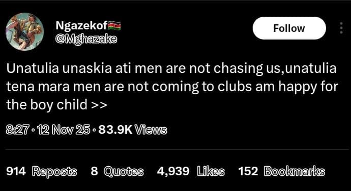 Ngazekof mghazake follow unatulia unaskia ati men are not chasing us,unatulia te