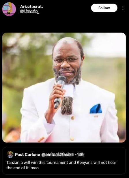Arizztocrat. limoif follow post carlone carlonkithakal . 19h tanzania will win t