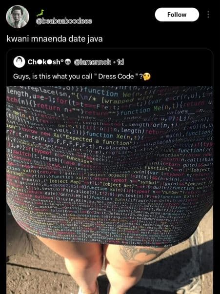 Follow cbeabaaboodeee kwani mnaenda date java choko sh' 0 iananoh 14 guys, is th