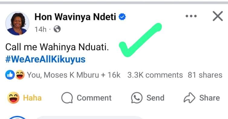 Hon wavinya ndeti 14h x call me wahinya nduati. weareallkikuyus you, moses k mbu