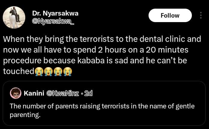 Dr. nyarsakwa nyarsakwa follow when they bring the terrorists to the dental clin