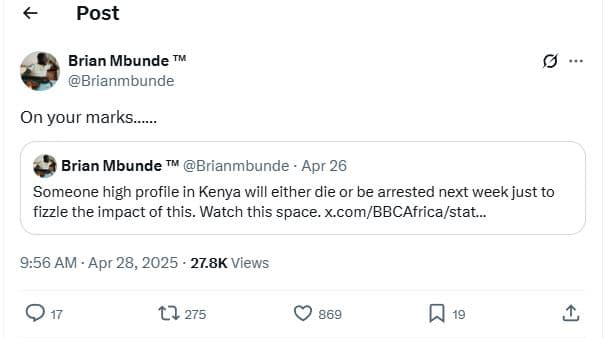 Post brian mbunde tm brianmbunde on your marks. brian mbunde brianmbunde apr 26