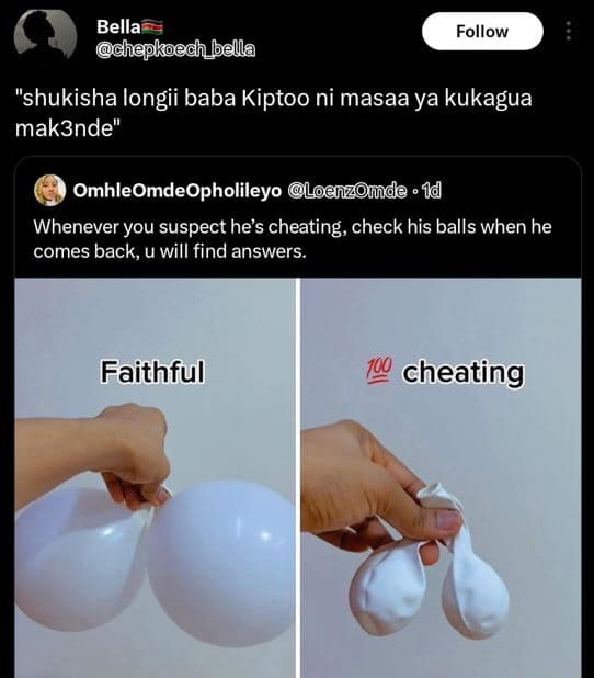Bella chepkoech_bella follow shukisha longii baba kiptoo ni masaa ya kukagua mak