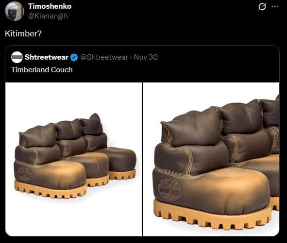Timoshenko kianangih kitimber? shtreetwear shtreetwear . nov 30 timberland couch