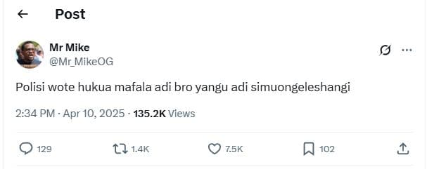 Post mr mike mr_mikeog polisi wote hukua mafala adi bro yangu adi simuongeleshan