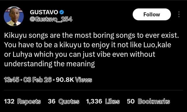 Gustavo gustavo 254 follow kikuyu songs are the most boring songs to ever exist