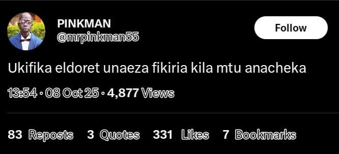 Pinkman mfpinkman55 follow ukifika eldoret unaeza fikiria kila mtu anacheka 08 0