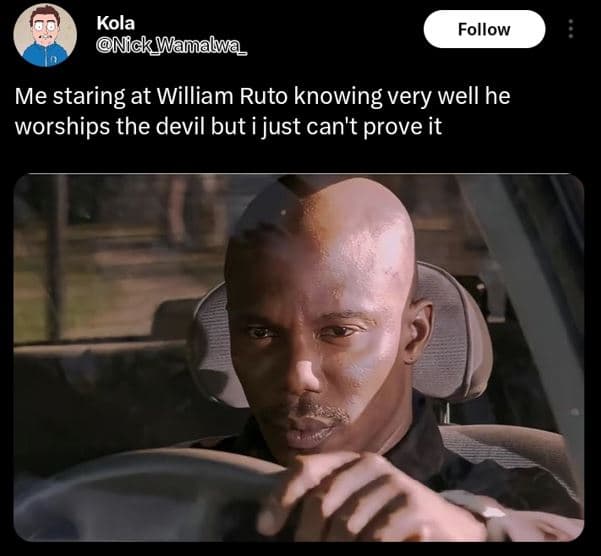 Kola mickmamalwa follow me 'staring at william ruto knowing very well he worship