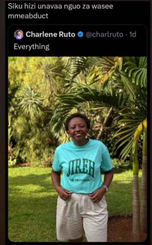 Siku hizi unavaa nguo za wasee mmeabduct charlene ruto charlruto 1d everything j