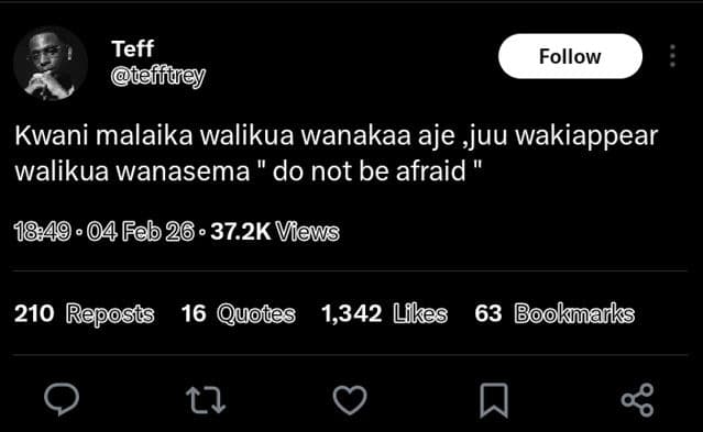 Teff otefftiey follow kwani malaika walikua wanakaa aje ,juu wakiappear walikua