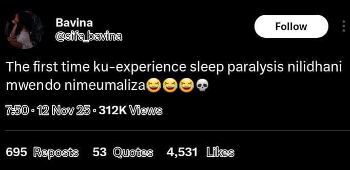 Bavina sifabavina follow the first time kuexperience sleep paralysis nilidhani m