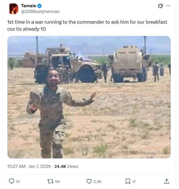 Tamale 256rootyherman ist time in a war running to the commander to ask him for