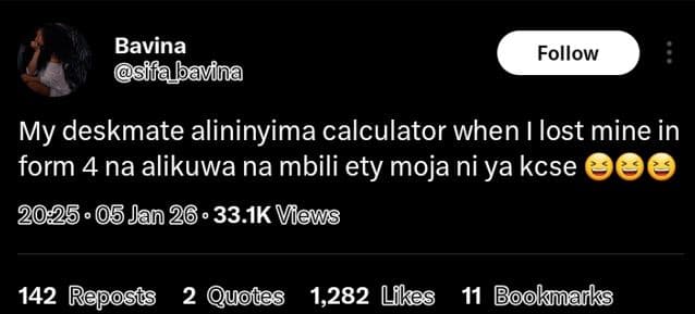 Bavina sifalavina follow my deskmate alininyima calculator when lost mine in for