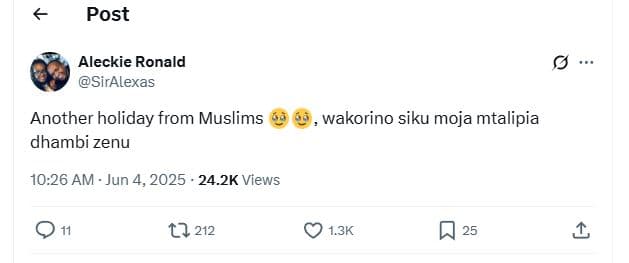 Post aleckie ronald siralexas another holiday from muslims dhambi zenu wakorino