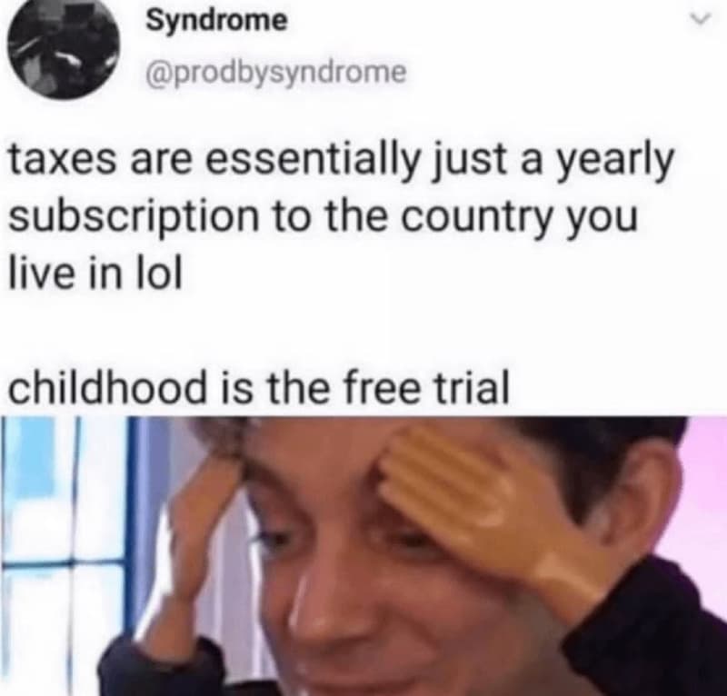 Syndrome prodbysyndrome taxes are essentially just a yearly subscription to the