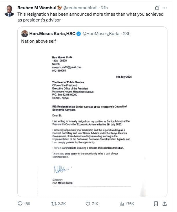 Reuben m wambui reubenmuhindi 21h this resignation has been announced more times