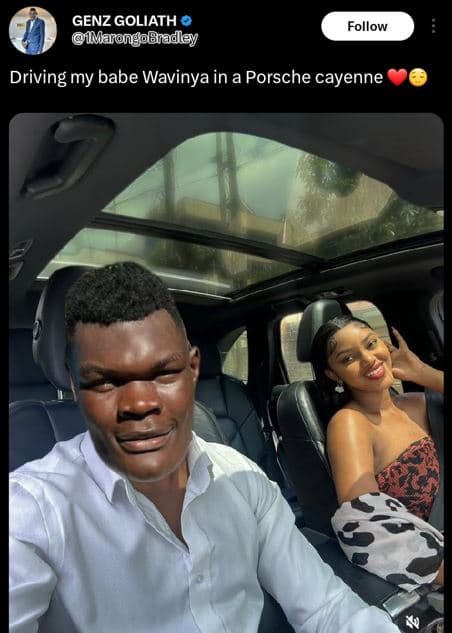 Genz goliath imarongogradley follow driving my babe wavinya in a porsche cayenne