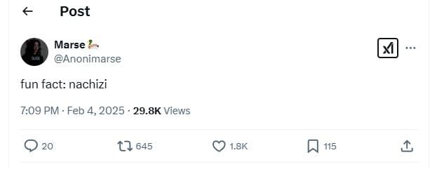 Post marse anonimarse fun fact nachizi 709 pm feb 4, 29.8k views 20 t7 645 1.8k