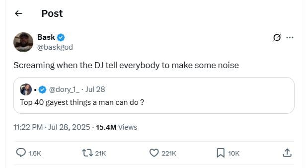 Post bask baskgod screaming when the dj tell everybody to make some noise dory_í