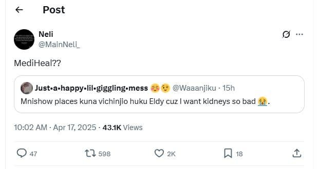 Post neli mainneli _ mediheal?? justahappylilgigglingmess waaanjiku 15h mnishow