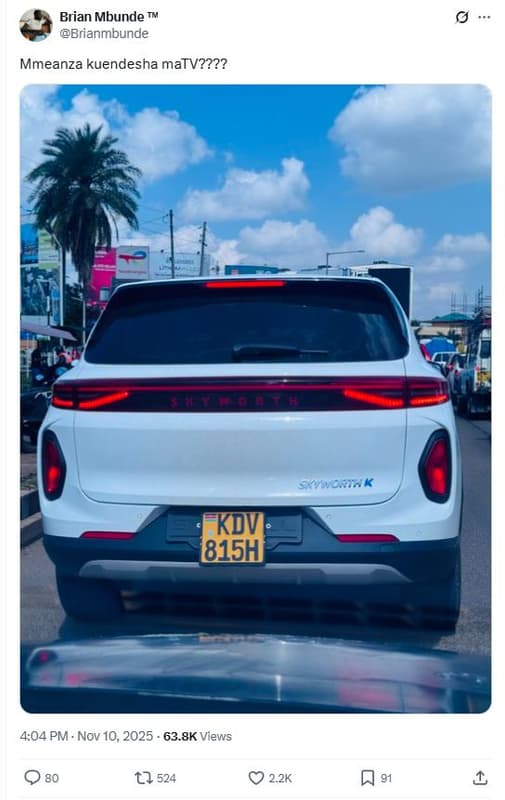Brian mbunde tm brianmbunde mmeanza kuendesha matv???? kdv 815h 4.04 pm nov 10,