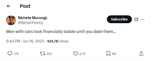 Post nkirote murungi. bellahpoetry subscribe men with cars look financially stab