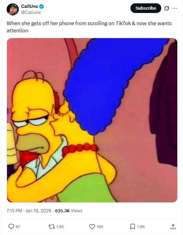 Callunc callunc subscribe when she gets off her phone from scrolling on tiktok n