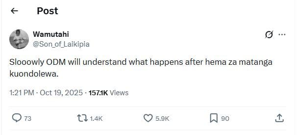 Post wamutahi son_of_laikipia slooowly odm will understand what happens after he