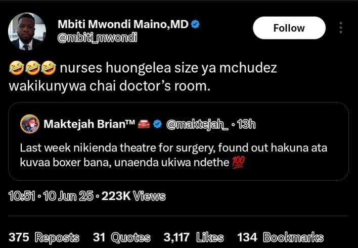 Mbiti mwondi maino,md mbid_yuwond follow nurses huongelea size ya mchudez wakiku