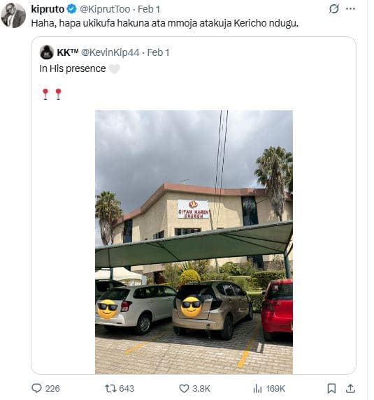 Kipruto kipruttoo feb haha, hapa ukikufa hakuna ata mmoja atakuja kericho ndugu.