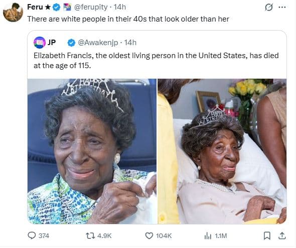 Feru ferupity 14h there are white people in their 4os that look older than her a