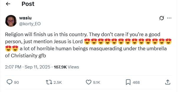 Post wasiu korty_eo religion will finish us in this country they don't care if y