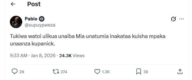 Post pablo supuypweza tukiwa watoi ulikua unaiba mia unatumia inakataa kuisha mp
