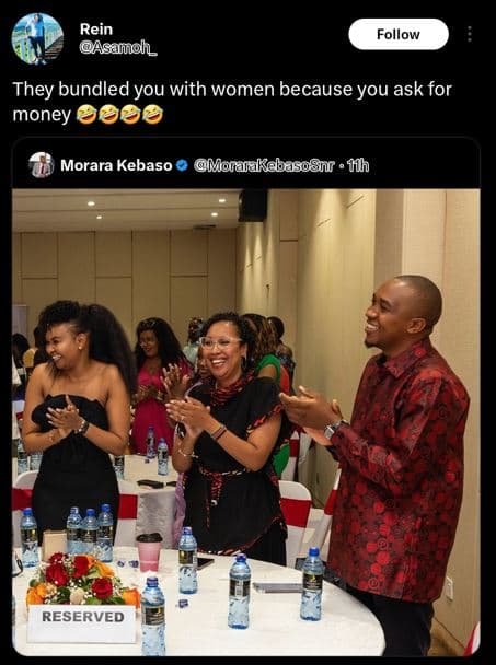 Rein asamoh follow they bundled you with women because you ask for money morara