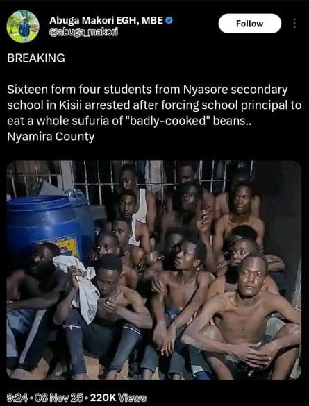 Abuga makori egh, mbe abugaumakon follow breaking sixteen form four students fro