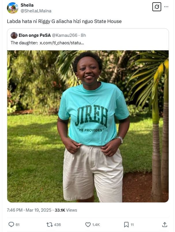 Sheila sheilalmaina labda hata ni riggy g aliacha hizi nguo state house elon ong