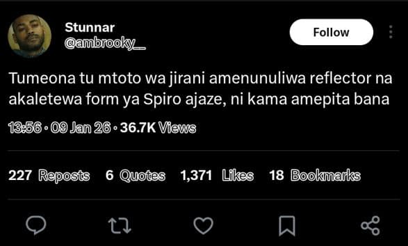 Stunnar ambnooky follow tumeona tu mtoto wa jirani amenunuliwa reflector na akal
