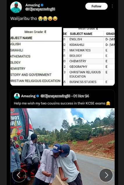 Amazing kayalujngi follow walijaribu tho mean grade jbjectname subject name engl