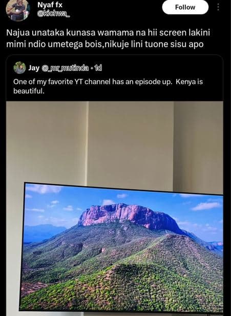 Nyaf fx lidhw follow najua unataka kunasa wamama na hii screen lakini mimi ndio