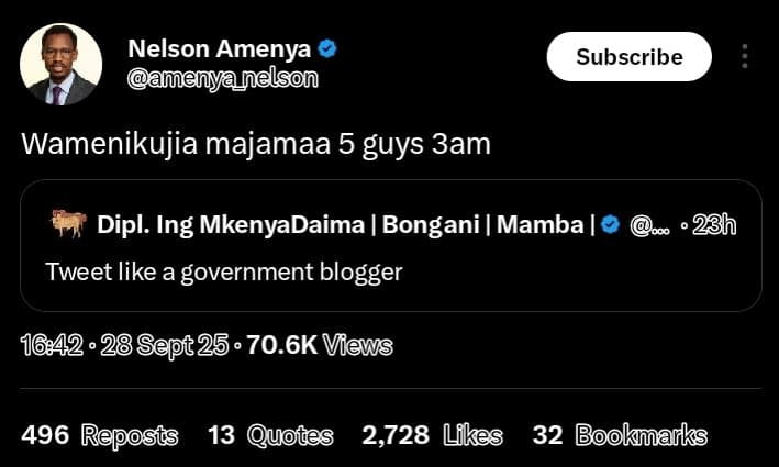 Nelson amenya amenya_nelson subscribe wamenikujia majamaa 5 guys 3am dipl. ing m