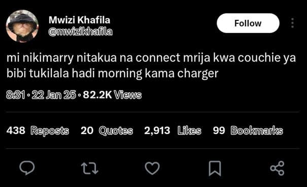 Mwizi khafila mwizfkhafila follow mi nikimarry nitakua na connect mrija kwa couc