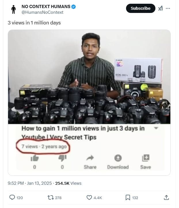 No context humans humansnocontext subscribe 3 views in million days 60 how to ga